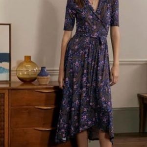 Boden Lavinia Wrap Dress sz 4R French Navy Floral
